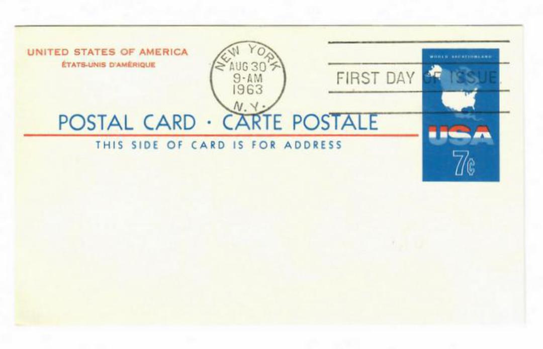 USA 1963 Postal Card 7c Map with first day cancellation. Also the 8c Map issued in 1967 and the Postal Card with Paid Reply of 1 image 0