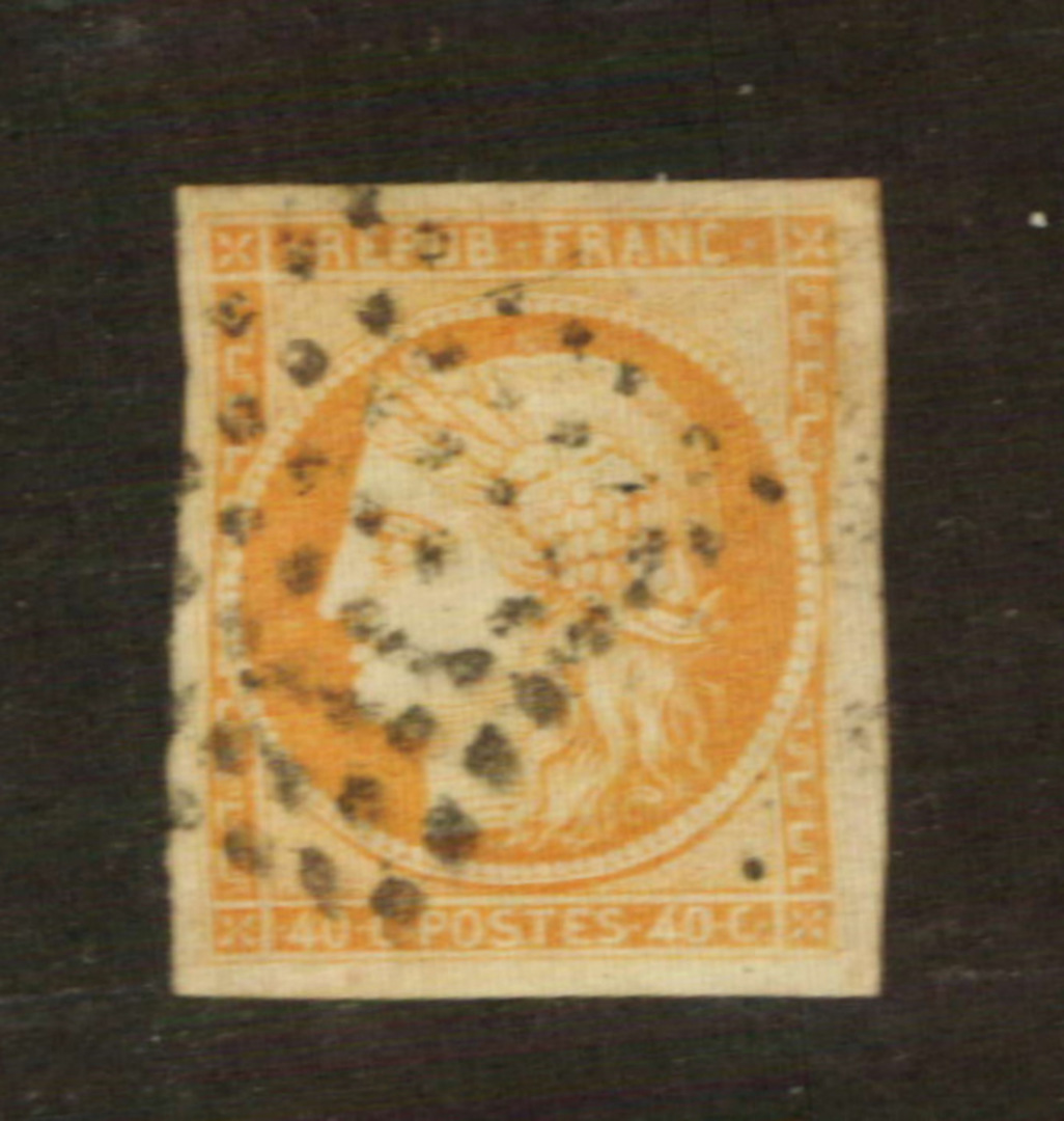 FRANCE 1849 Definitive 40c Orange. Four large margins. There is a clear colour difference with #76203. From the collection of A image 0
