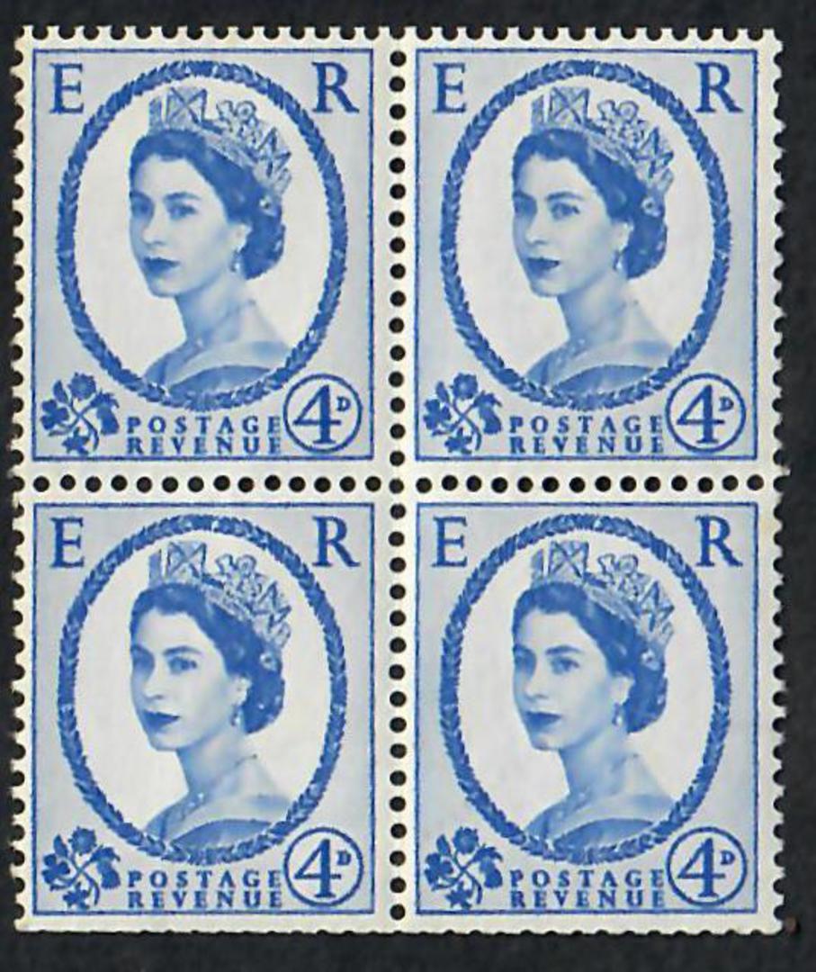 GREAT BRITAIN 1958 Wilding Head 4d Deep Ultramarine. Watermark Multiple Crown Upright but clearly from the booklet. Not Phosphor image 0
