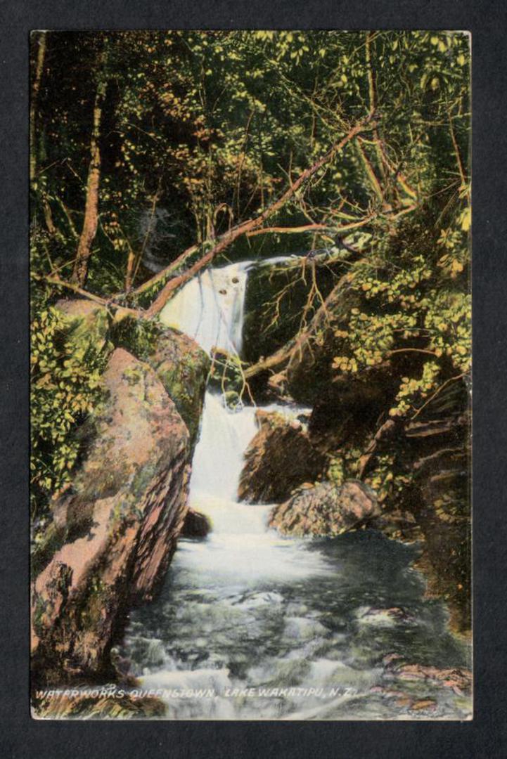 Coloured postcard of Waterworks Queenstown Lake Wakatipu. - 49436 - Postcard image 0