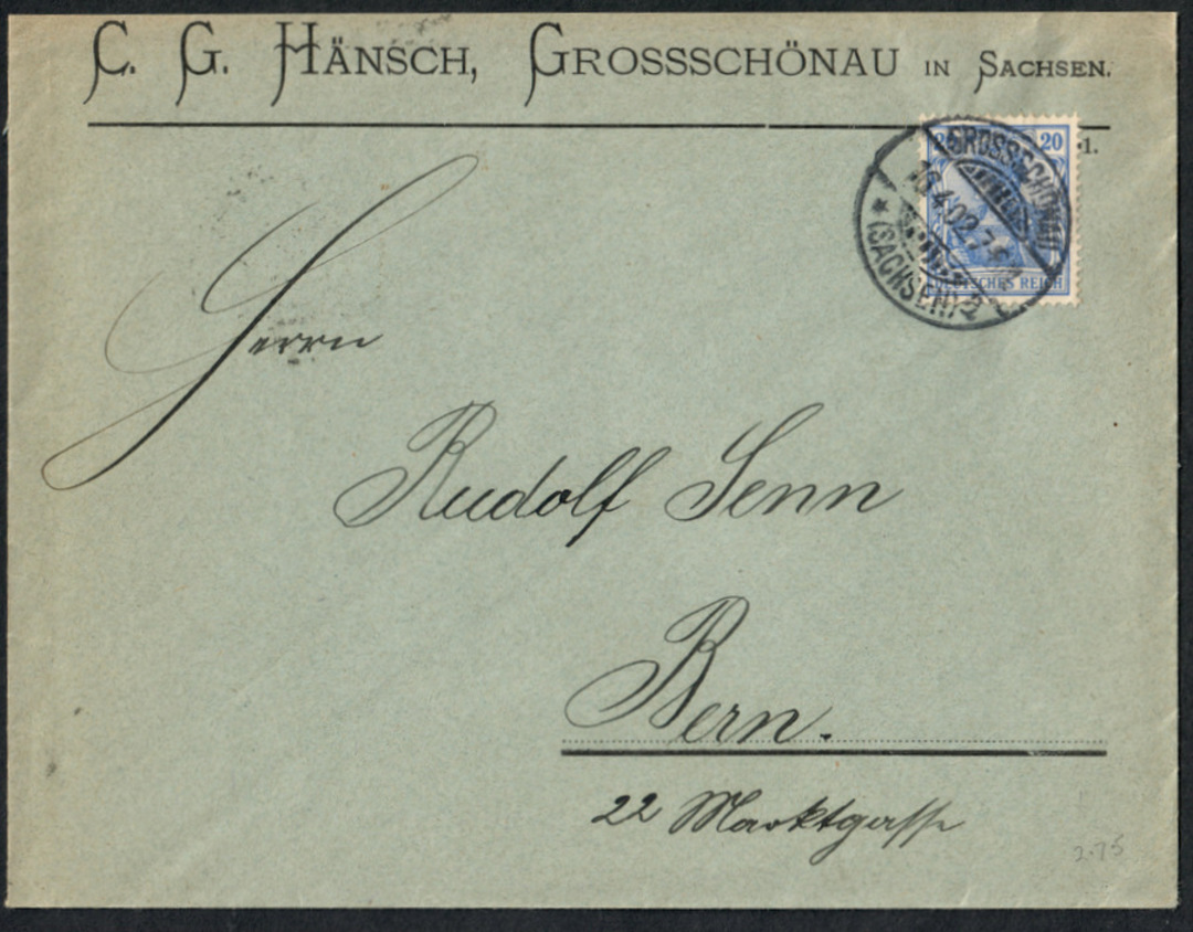 GERMANY 1902 Cover from Grosschonau to Bern. Excellent postmarks. - 533569 - PostalHist image 0