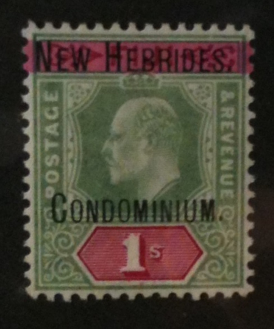 NEW HEBRIDES 1908 Edward 7th Definitive £1 Green and Carmine. - 72066 - MNG image 0