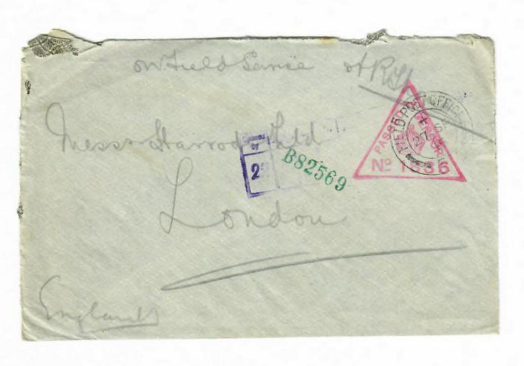 GREAT BRITAIN 1915 Cover to London. Field Post Office 57. Red Triangle Passed by Censor 1836. - 30240 - PostalHist image 0