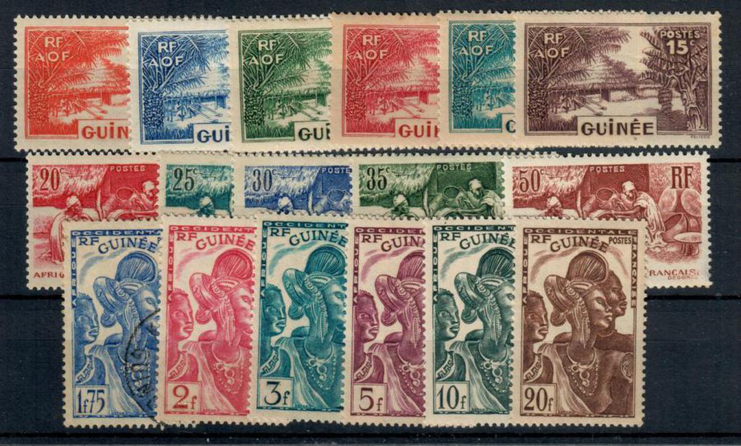 FRENCH GUINEA 1938 Definitives. Set of 33. Two values fine used. - 21447 - Mint image 0