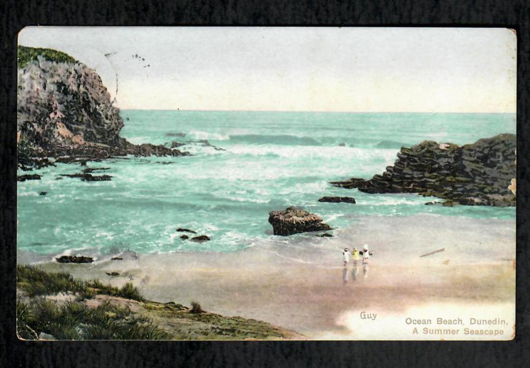 Coloured postcard of The Ocean Beach Dunedin. - 49147 - Postcard image 0