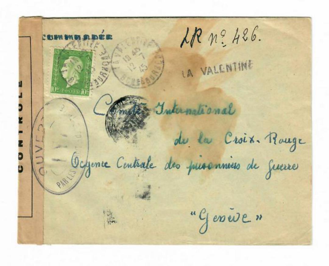FRANCE 1945 Lettre a Comite International de Croix-Rouge Ocgenie Contrale des Prisonnies de Guerre Geneve. Cachets. Reseal Label image 0