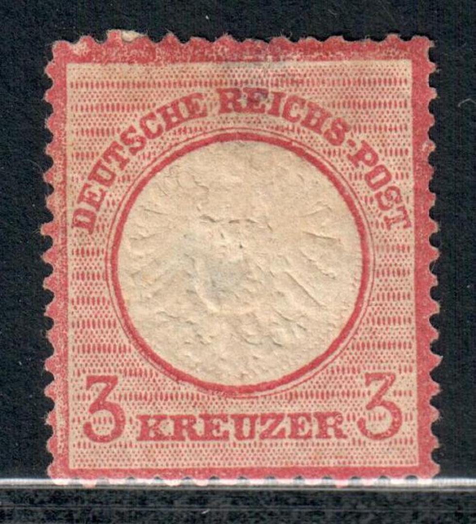 GERMANY 1872 Definitive Gulden Currency Large Shield 3k Rose-Carmine. Light hinge remains. - 9341 - Mint image 0