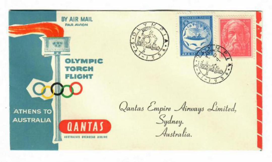 GREECE 1956 Olympic Torch Flight Athens to Australia. - 30866 - PostalHist image 0