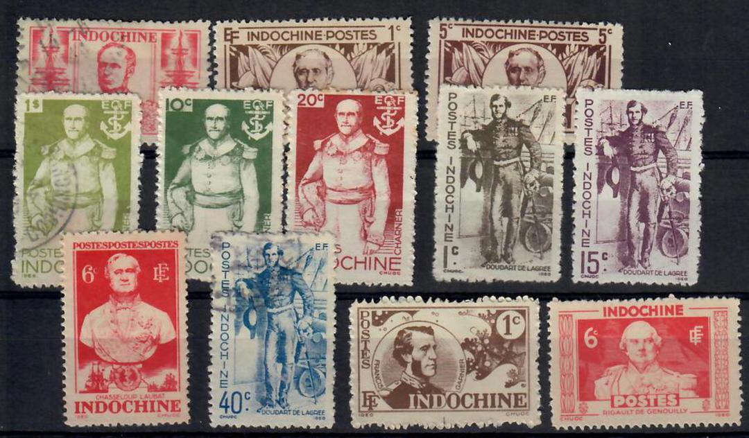 INDO-CHINA 1943 Famous Sailors. Set of 12. Mainly mint but some used. The used have a higher catalogue. - 23482 - Mixed image 0