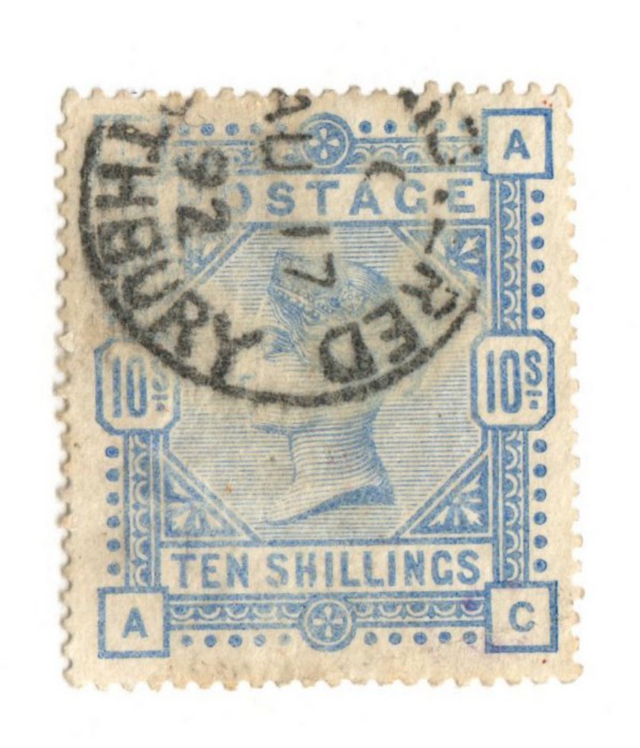 GREAT BRITAIN 1883 10/- Pale Ultramarine. Well centred. Postmark REGISTERED TILBURY cds. Good perfs. Letters CAAC. - 70318 - FU image 0