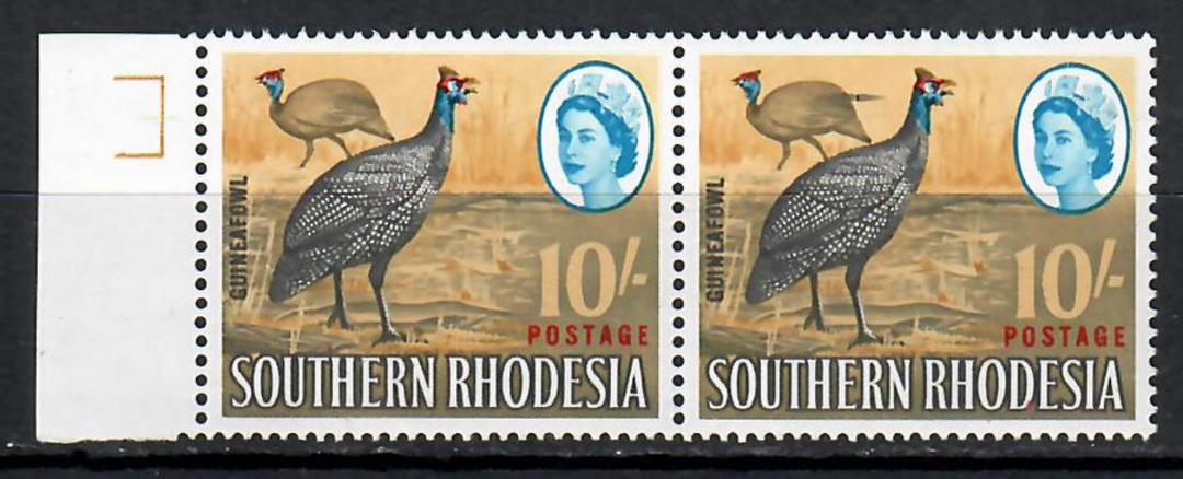 SOUTHERN RHODESIA 1964 Definitive 10/- Multicoloured.  Flaw 'Extra Feather' in pair with normal. - 70724 - UHM image 0