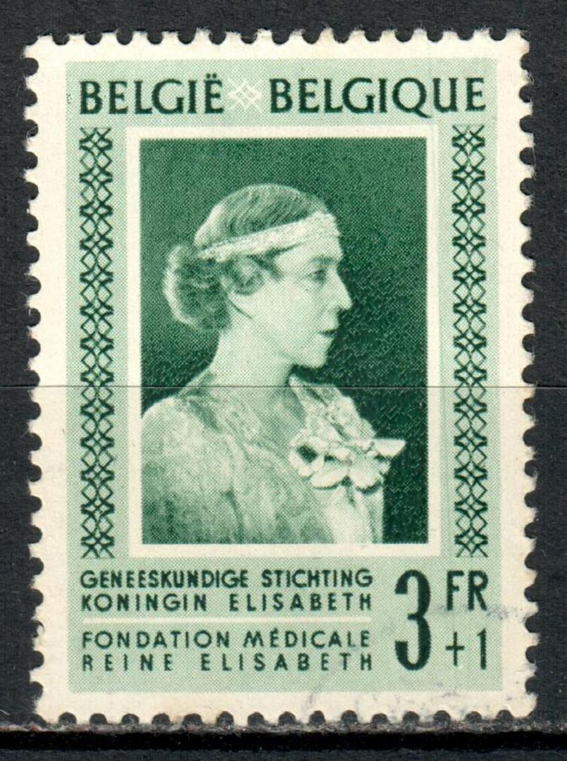 BELGIUM 1951 Queen Elizabeth Medical Foundation 3fr+1fr Blue-Green. - 90978 - UHM image 0