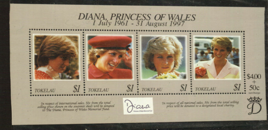 TOKELAU ISLANDS 1998 Diana, Princess of Wales Commoration. Miniature sheet. - 21057 - UHM image 0