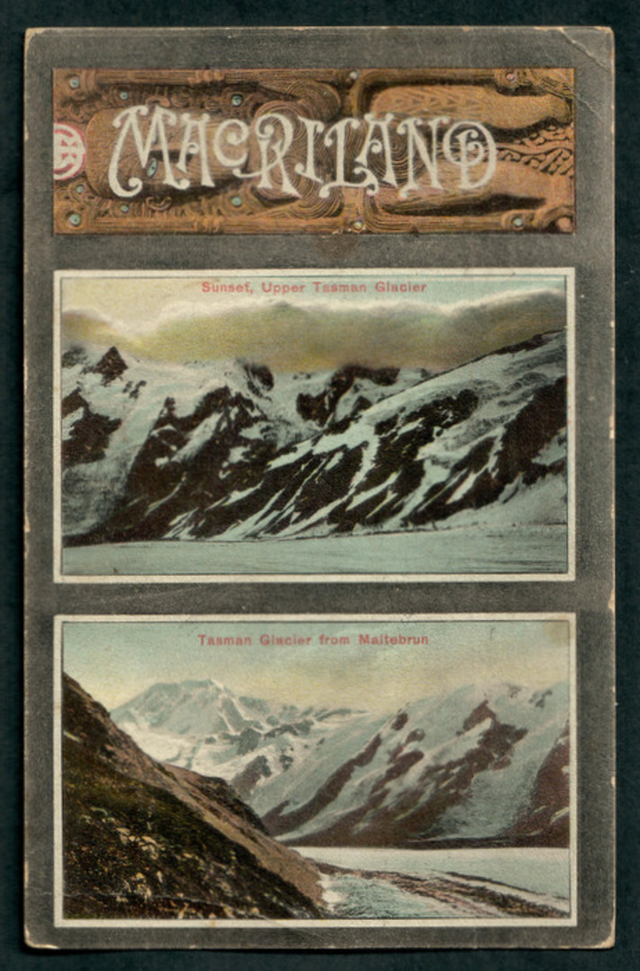 Coloured postcard of Tasman Glacier Two views. - 48890 - Postcard image 0