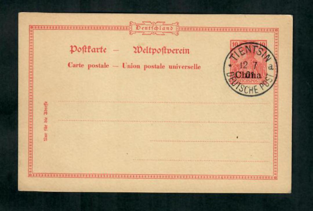 GERMAN POST OFFICES in CHINA 1901 Postcard 10pf Red. Fine copy postmarked TIENTSIN. - 31310 - PostalHist image 0