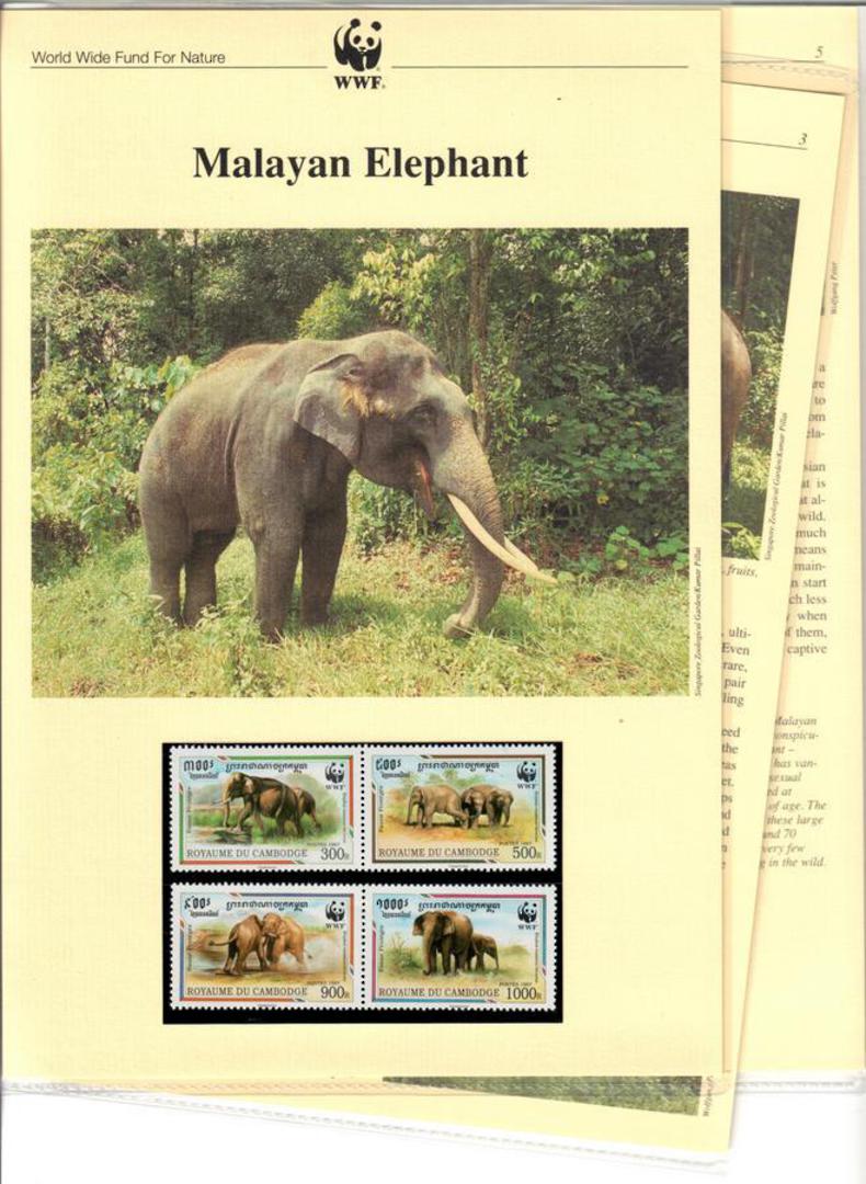 CAMBODIA 1997 World Wildlife Fund Malayan Elephant. Set of 4 in mint never hinged and on first day covers with 6 pages of offici image 0