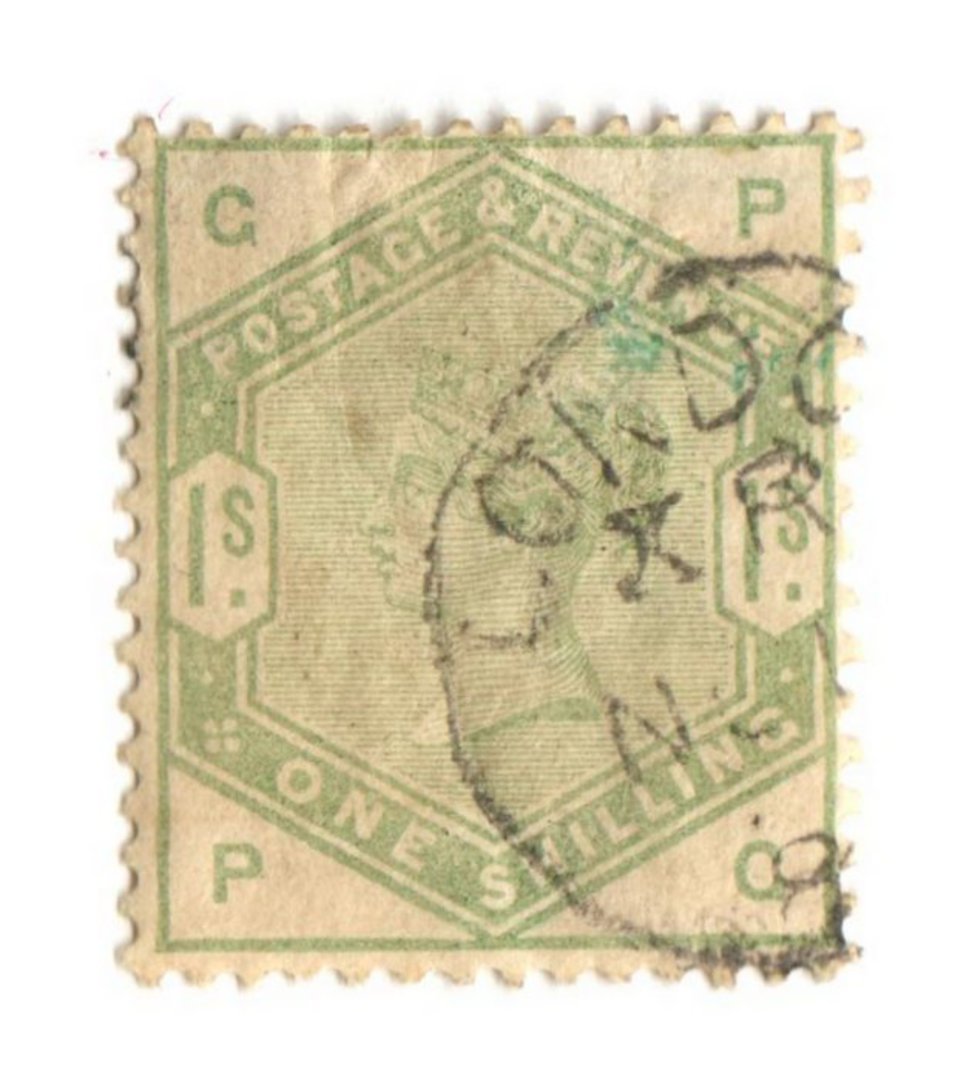 GREAT BRITAIN 1883 1/- Dull Green. Letters CPPC. Centred slightly north. Good perfs. Light cds. Above average copy. - 70322 - FU image 0