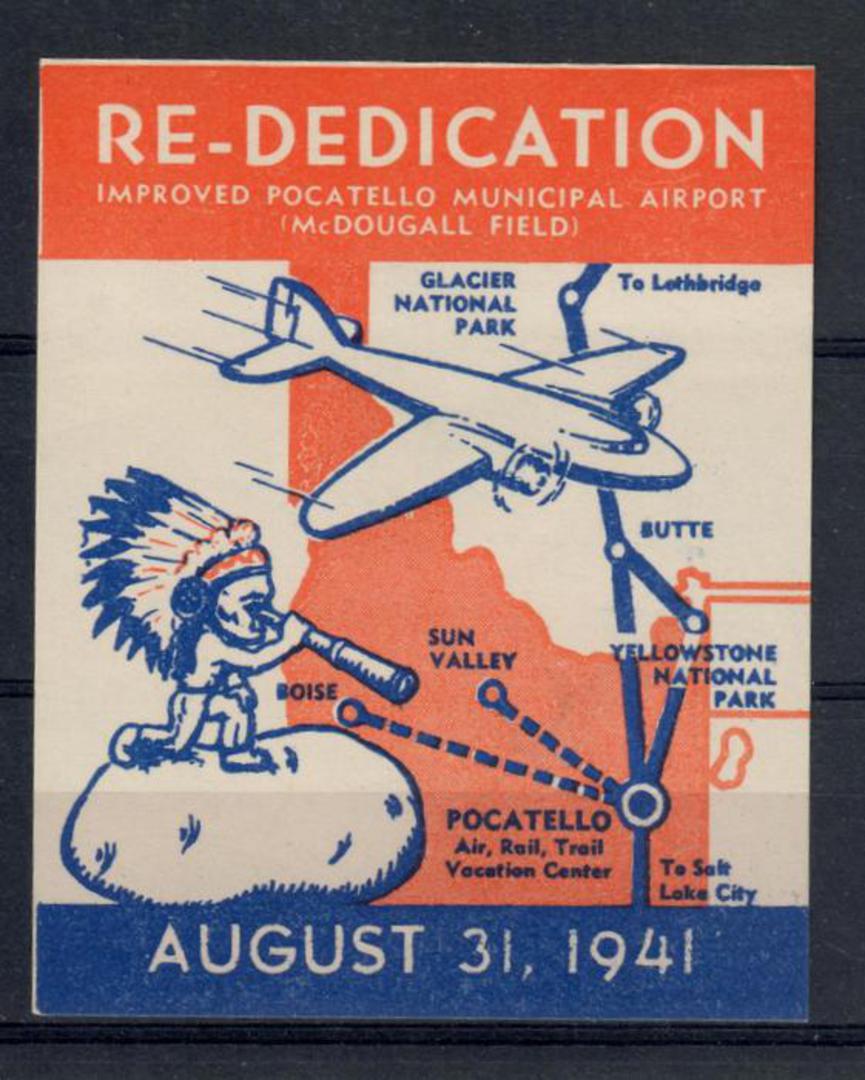 USA 1941 Rededication of the Pocatello Municipal Airport. Label in fine never hinged condition. - 20394 - Cinderellas image 0