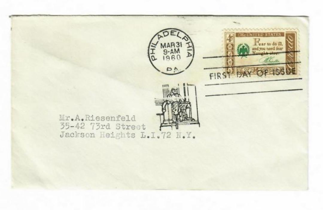USA 1960 Credo. Fear to do ill............................... on first day cover. Special cachet. - 31196 - FDC image 0