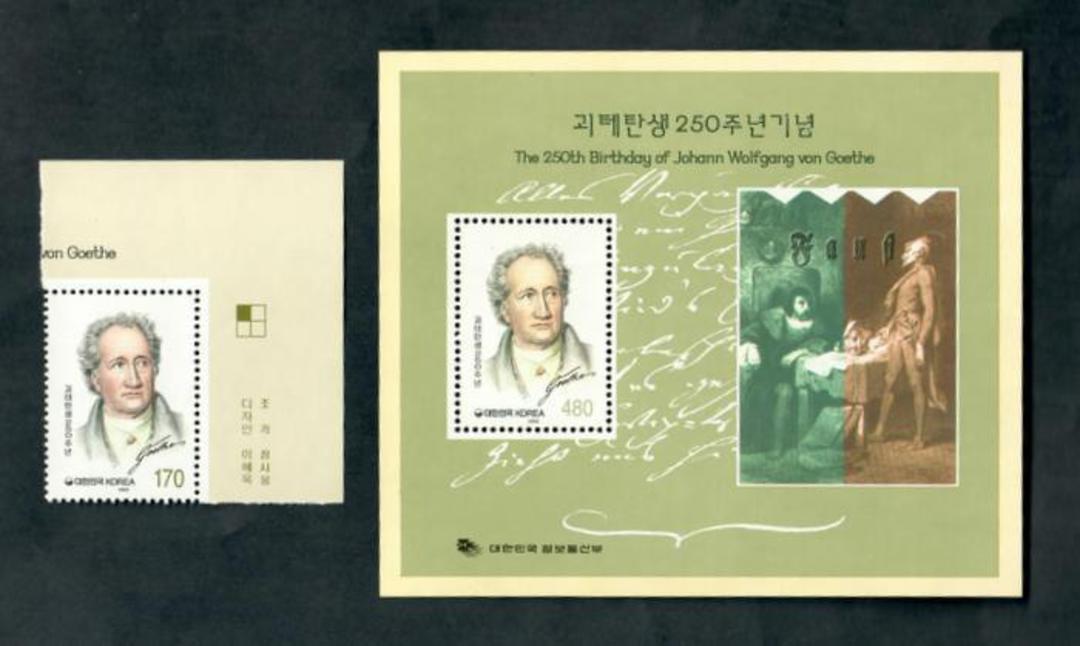 SOUTH KOREA 1999 Goethe. Miniature sheet and single. - 50258 - UHM image 0