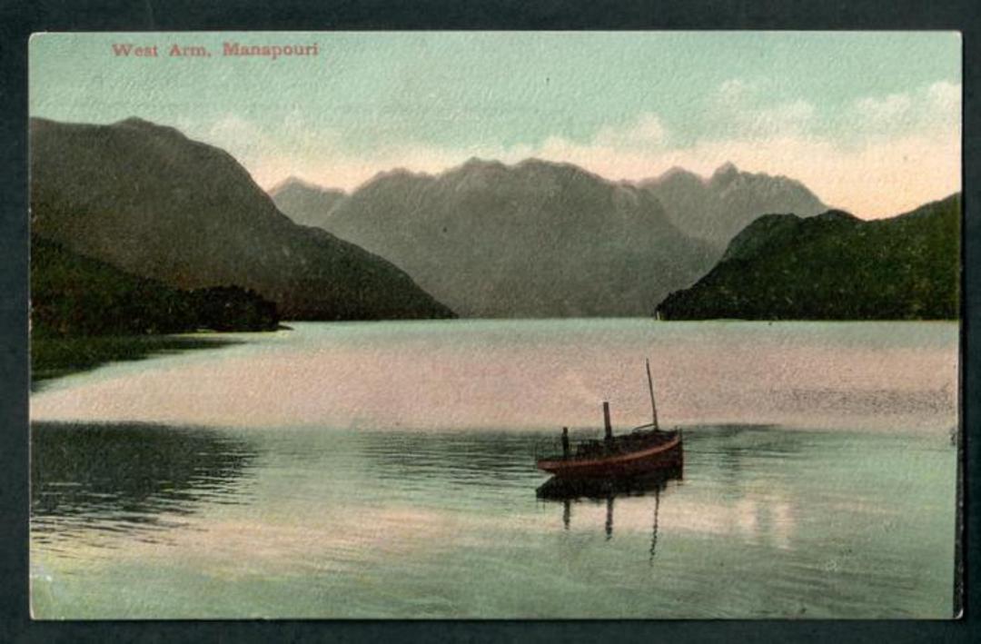 Coloured postcard of West Arm Manapouri. - 49301 - Postcard image 0