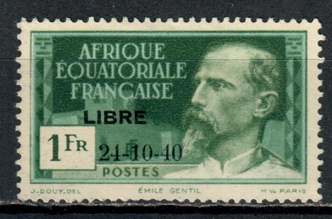FRENCH EQUATORIAL AFRICA 1942 The Arrival of General de Gaulle at Brazzaville 1fr Blue-Green and Blue. - 75875 - Mint image 0