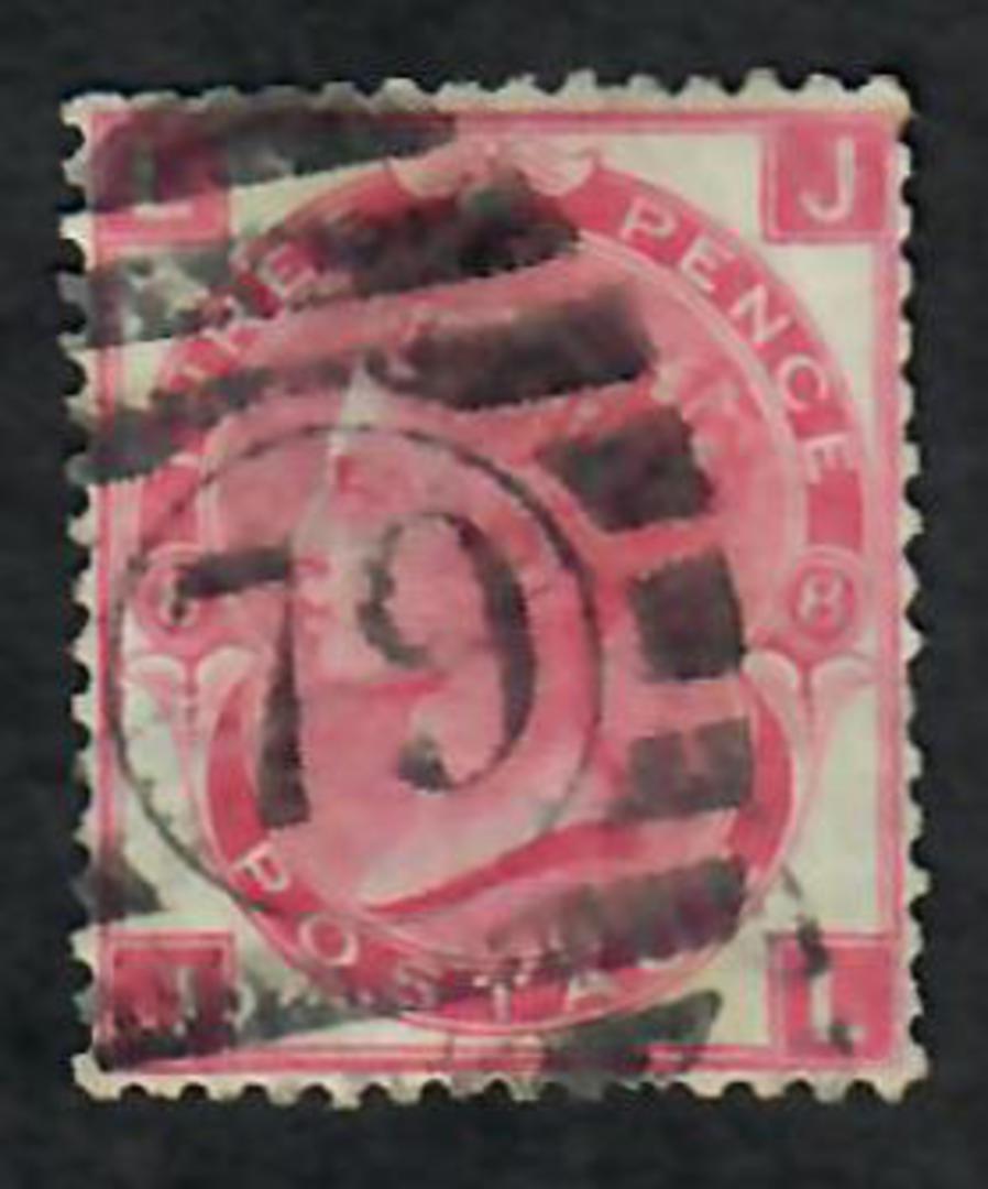 GREAT BRITAIN 1867 Definitive 3d Rose. Plate 8. Letters LJJL. Postmark 79 iin circle in bars. Obscures. - 70265 - Used image 0