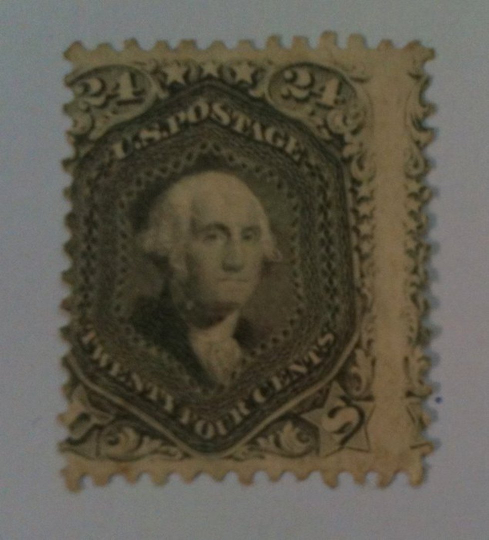 USA 1867 Washington  Definitive 24c Grey-Lilac. The grille is visible in the area in front of his chin. Actually MNG. Mint cat £ image 0