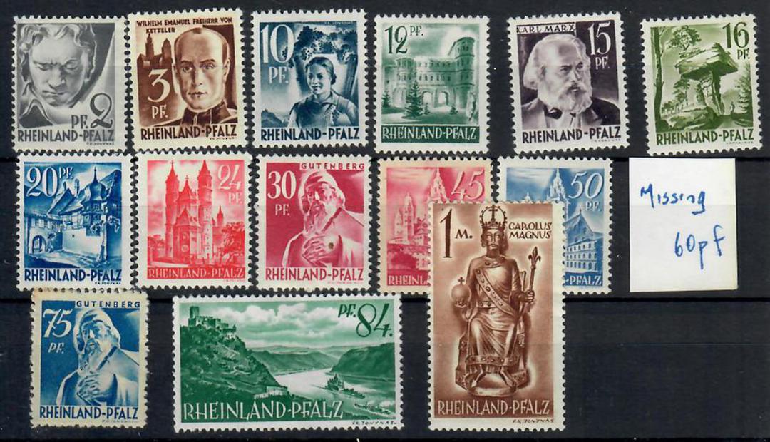 Allied Occupation of Germany RHINELAND-PALATINATE 1947 Definitives. Set of 15. - 22108 - Mint image 0