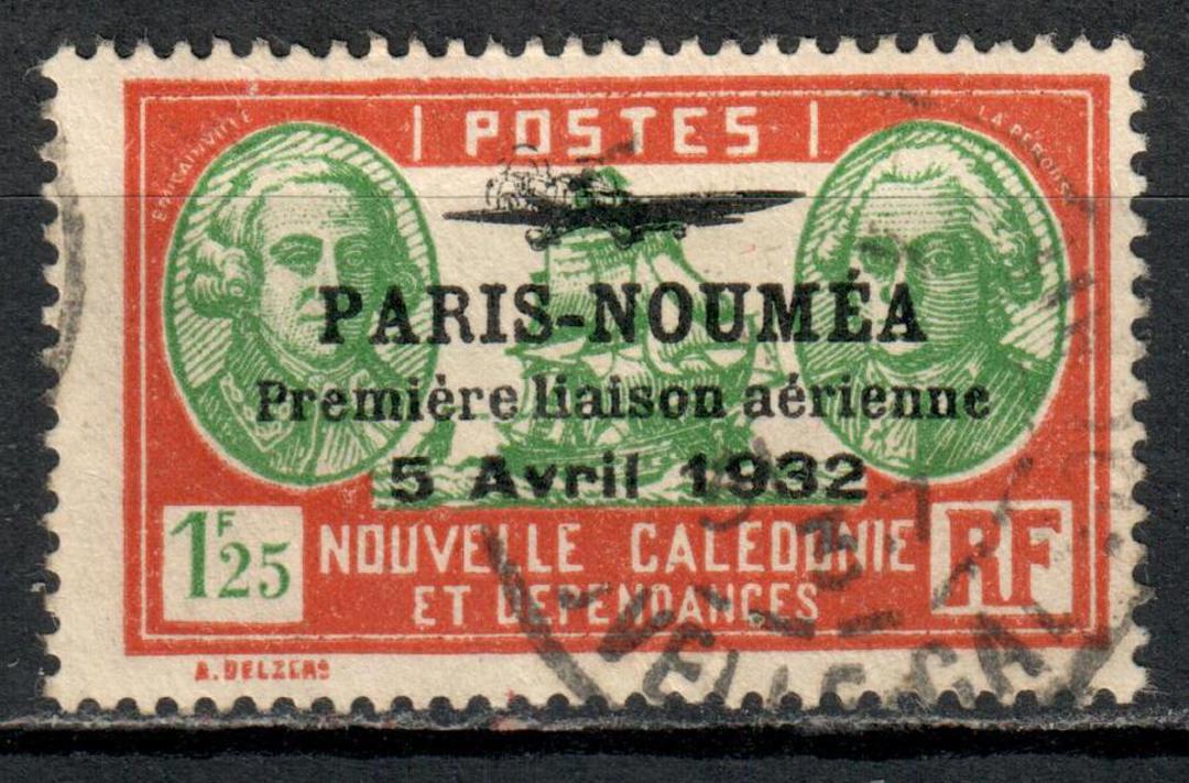 NEW CALEDONIA 1933 First Anniversary of the Paris to Noumea Flight 1fr25 Green and Brown. - 1445 - Used image 0