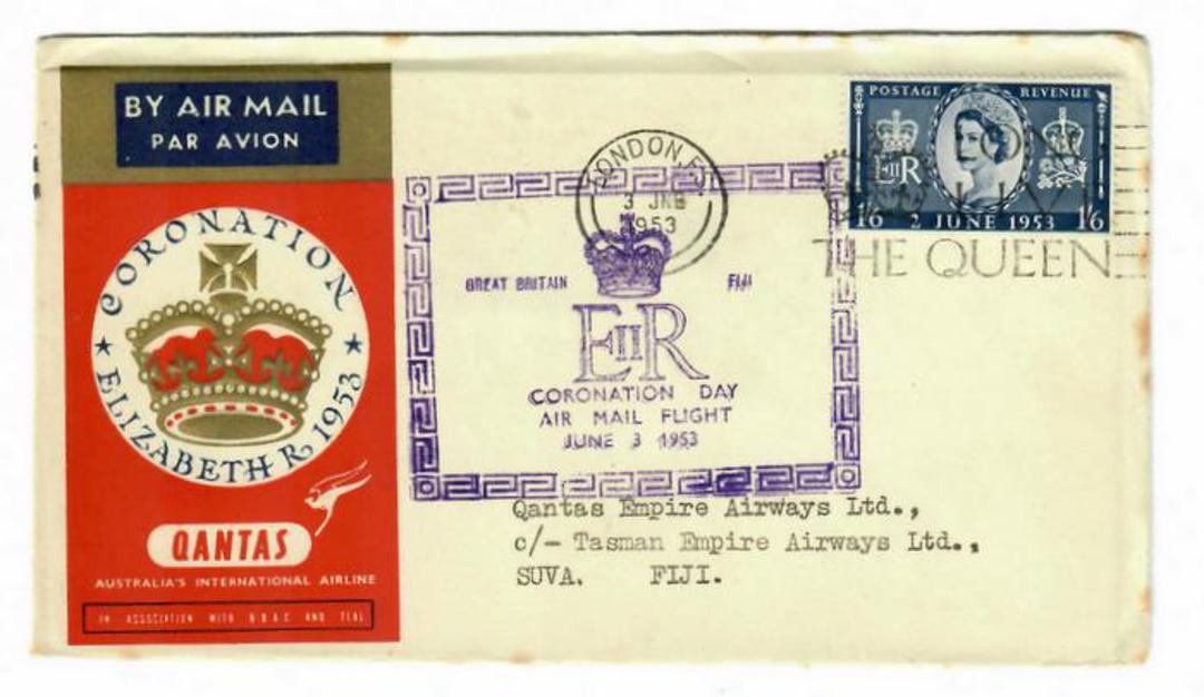 GREAT BRITAIN 1953 Coronation Flight London to Suva. - 30183 - PostalHist image 0