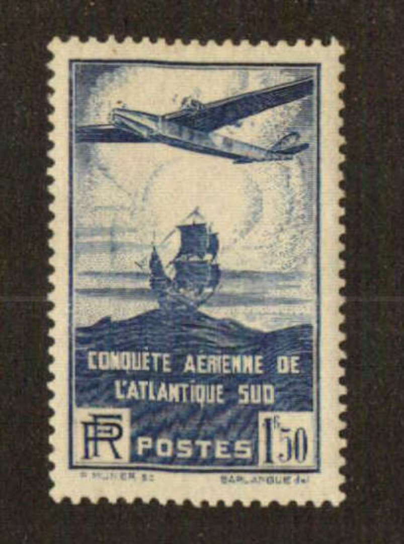 FRANCE 1936 100th Flight between France and South America. 1f 50c Blue. - 74511 - Mint image 0