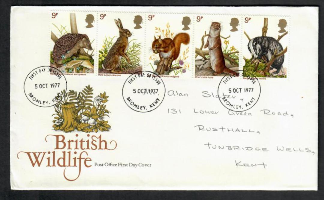 GREAT BRITAIN 1977 Wildlife. Set of 5 on first day cover. - 131807 - FDC image 0