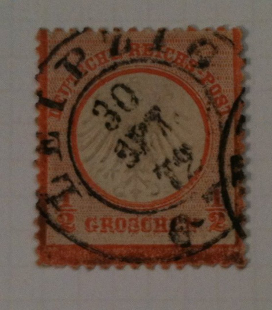 GERMANY 1872 Definitive Thaler Currency Small Shield ½gr Orange-Yellow. - 76004 - Used image 0
