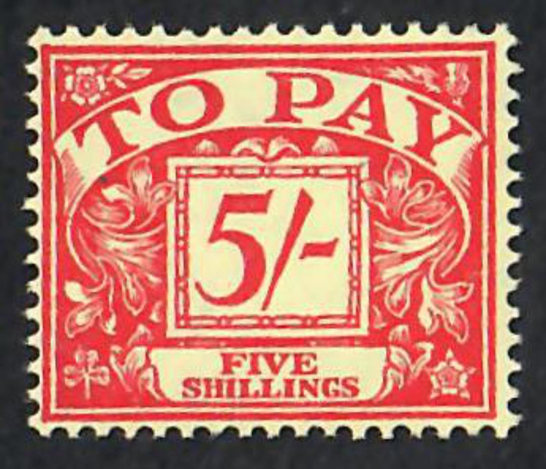 GREAT BRITAIN 1955 Postage Due 5/- Red. Watermark Mult St Edwards Crown and E2R sideways. - 70061 - UHM image 0