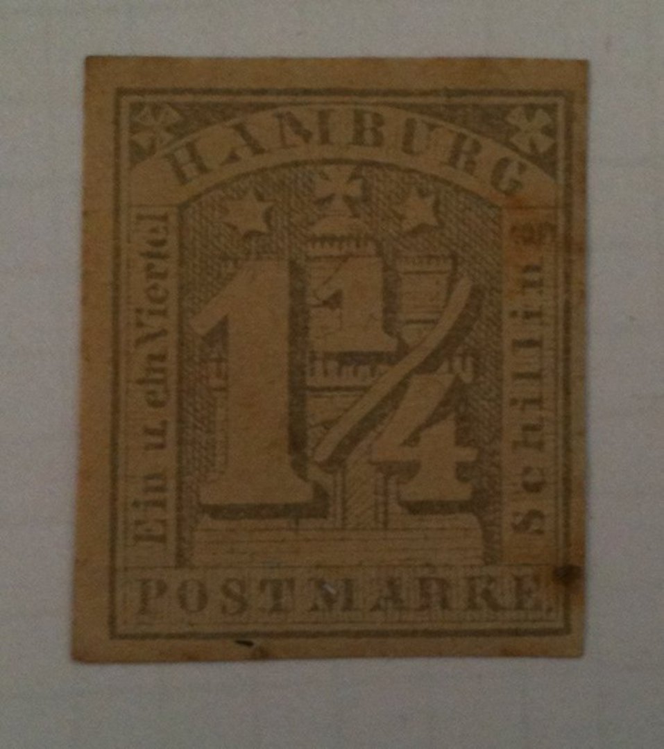 HAMBURG 1864 Definitive 1.1/4s Grey. Imperf. Four clear margins. Hinge remains. - 76010 - Mint image 0