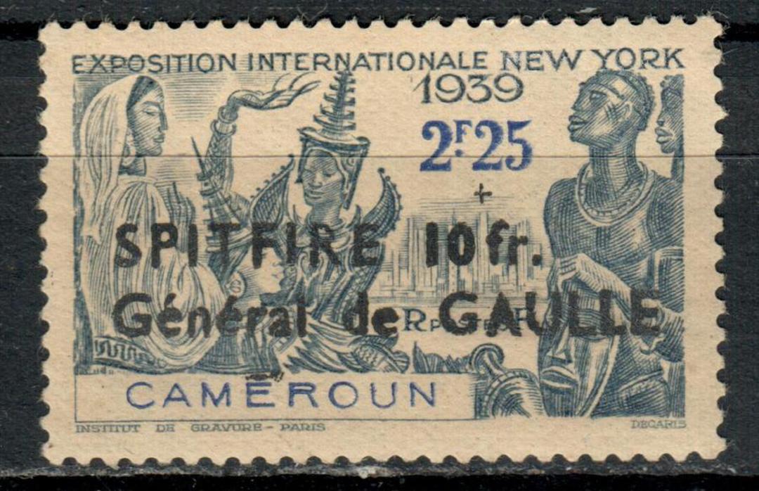 CAMEROUN 1941 Spitfire Fund 2f 25 on 10f. Expertised on the rear. Difficult stamp. - 71224 - MNG image 0