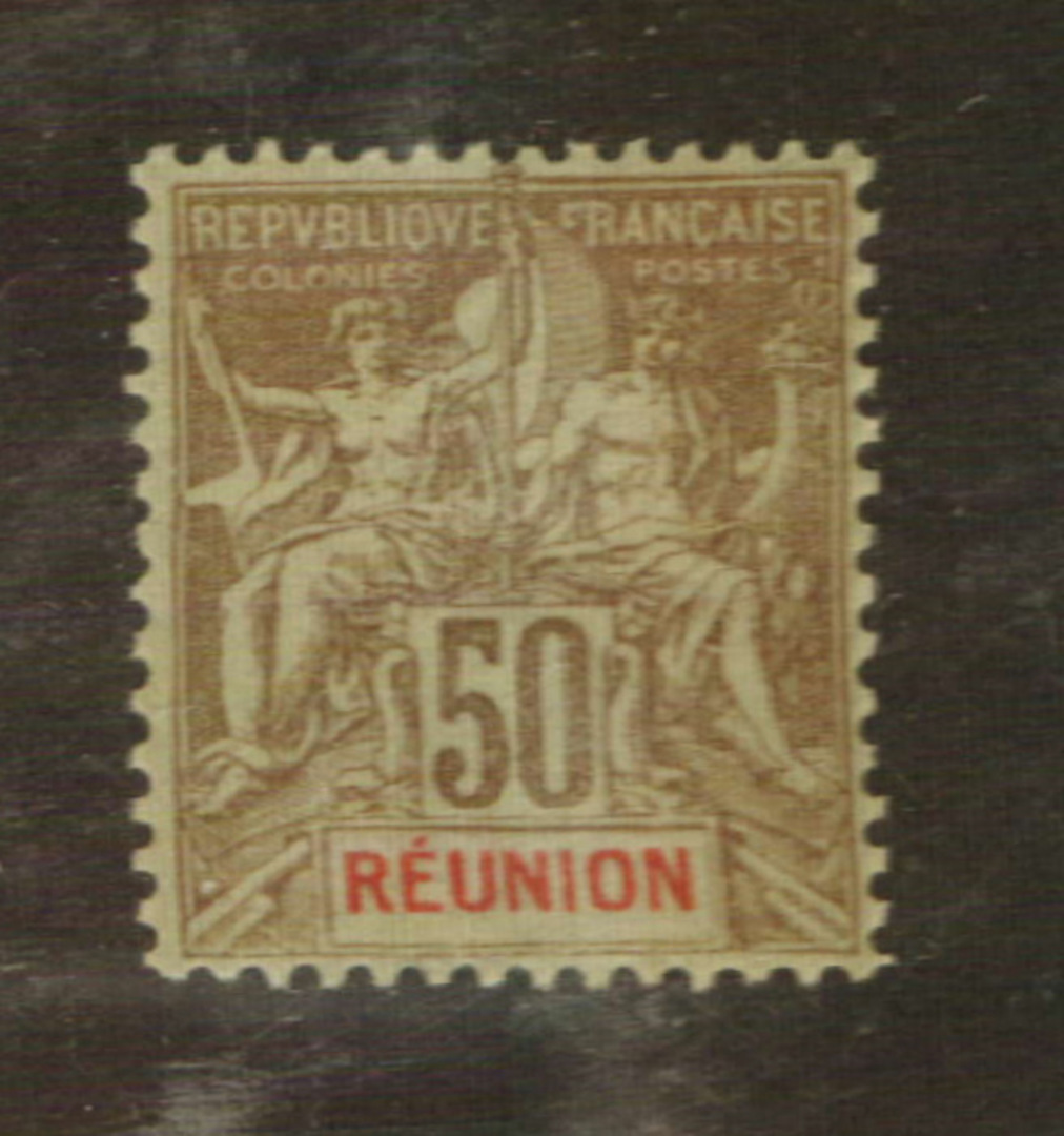 REUNION 1900 Definitive 50c Brown on azure with the name of the country in Red. - 76464 - Mint image 0