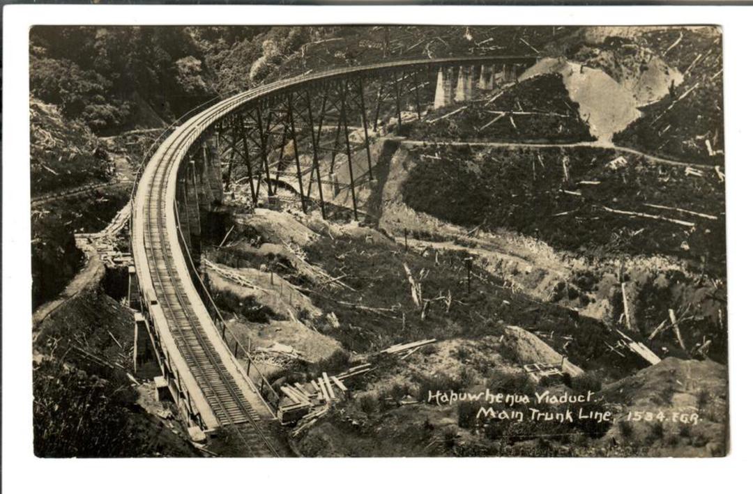 Real Photograph by Radcliffe of Hapuwhenua Viaduct Main Trunk Line. - 40606 - Postcard image 0