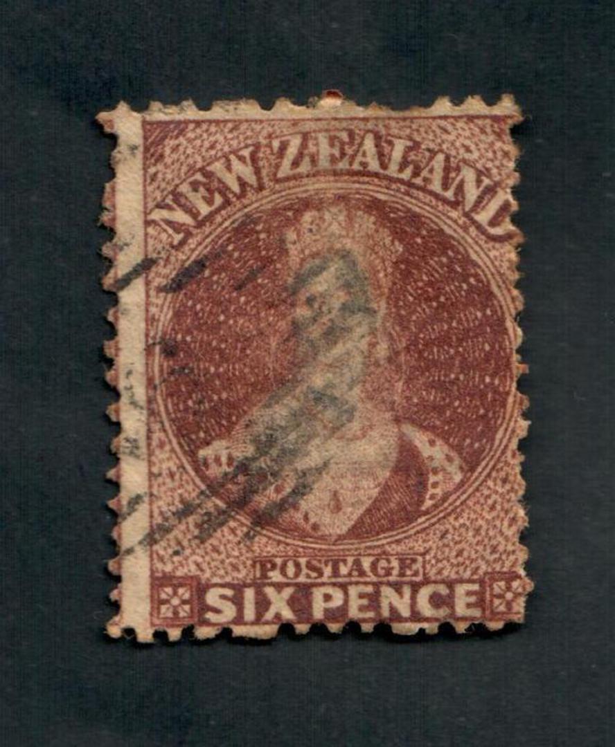 NEW ZEALAND 1862 Victoria 1st Full Face Queen 6d Brown. Watermark NZ. - 39099 - Used image 0
