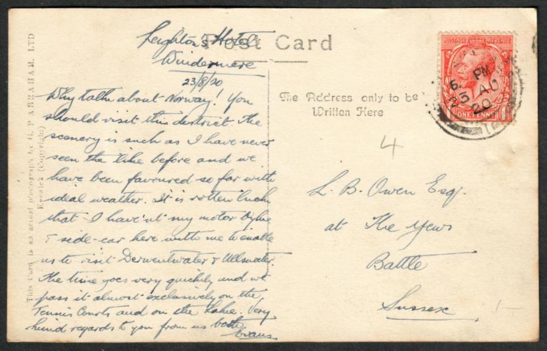 GREAT BRITAIN 1920 Postcard from Windermere to Battle in Sussex. - 35233 - PostalHist image 0