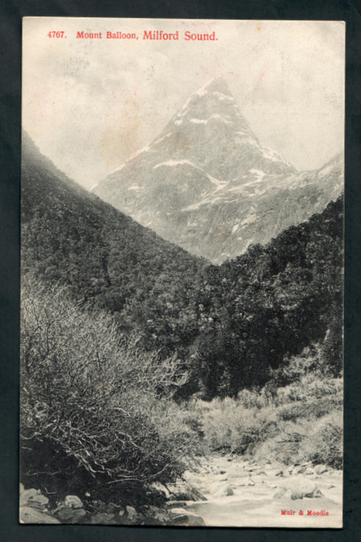 Postcard by Muir & Moodie of Mount Balloon Milford Sound. - 249814 - Postcard image 0