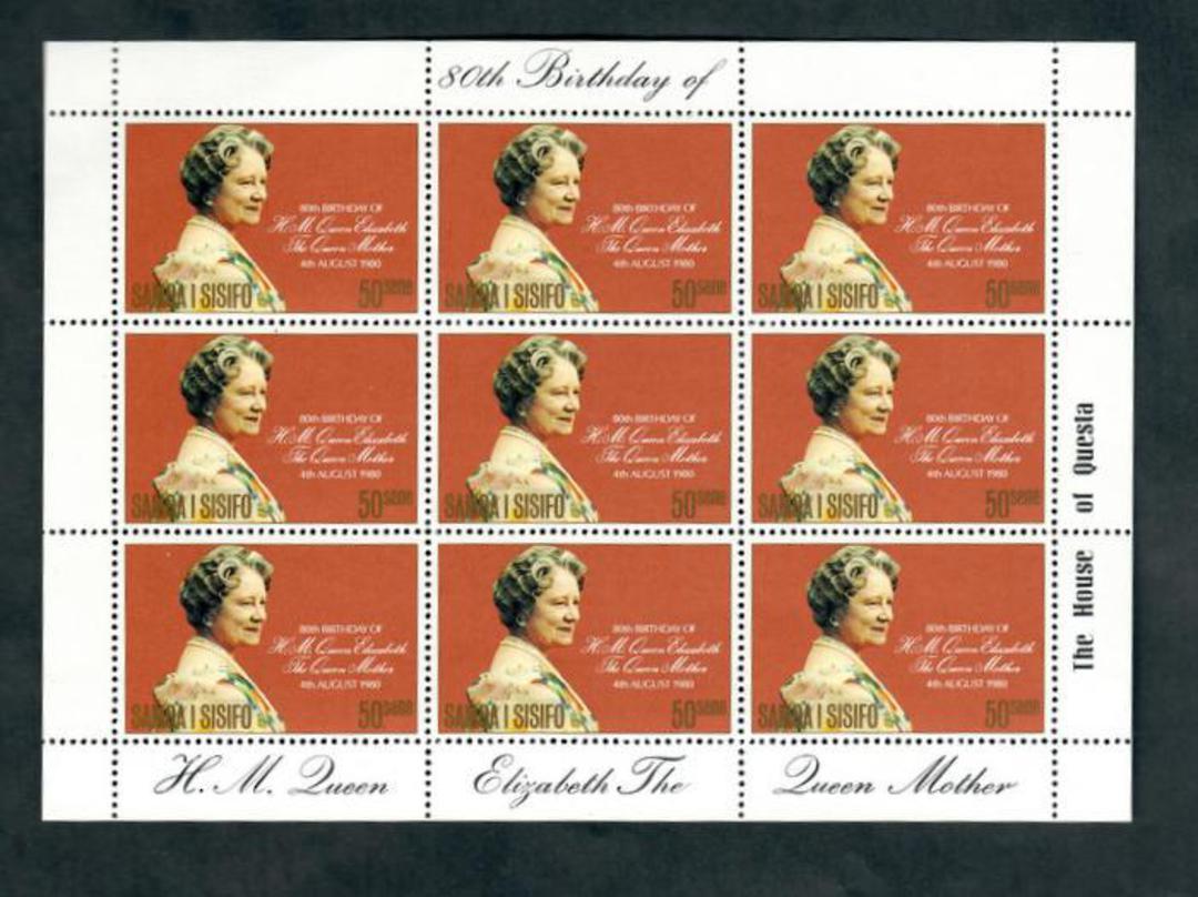 SAMOA 1980 80th Birthday of Queen Elizabeth the Queen Mother. Sheetlet of 9. - 50346 - UHM image 0