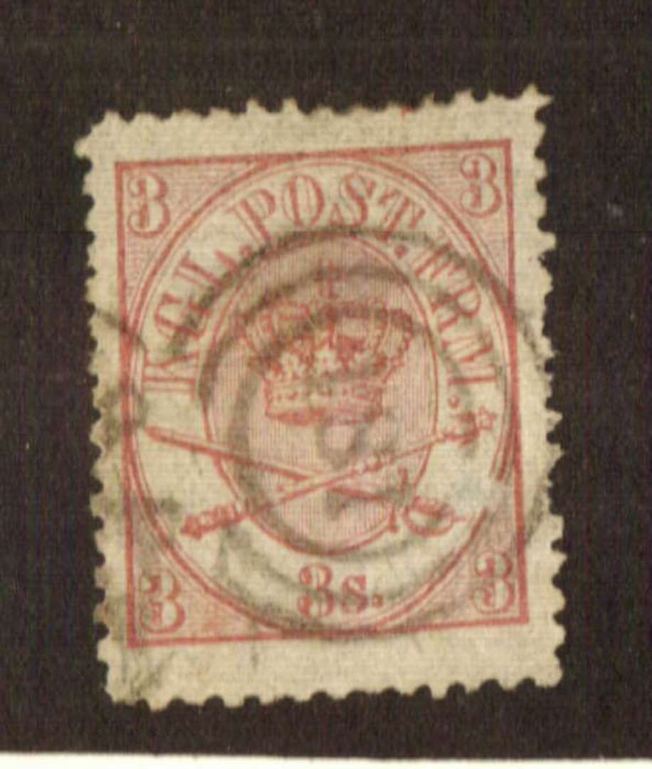 DENMARK 1864 3sk Lilac-Rose. Two blunt perfs at right. Cancel 181. - 71406 - FU image 0