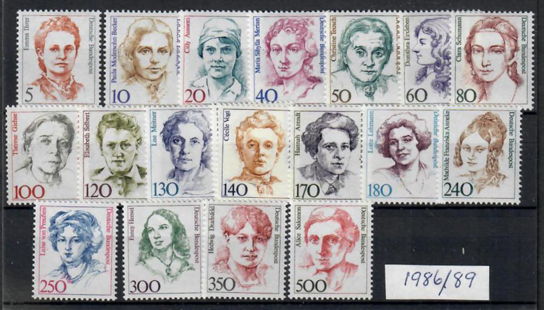 WEST GERMANY 1986 Famous German Women Definitives. Selection from the set 18 values.  5pf 10 20 40 50 60 80 100 130 140 170 180 image 0