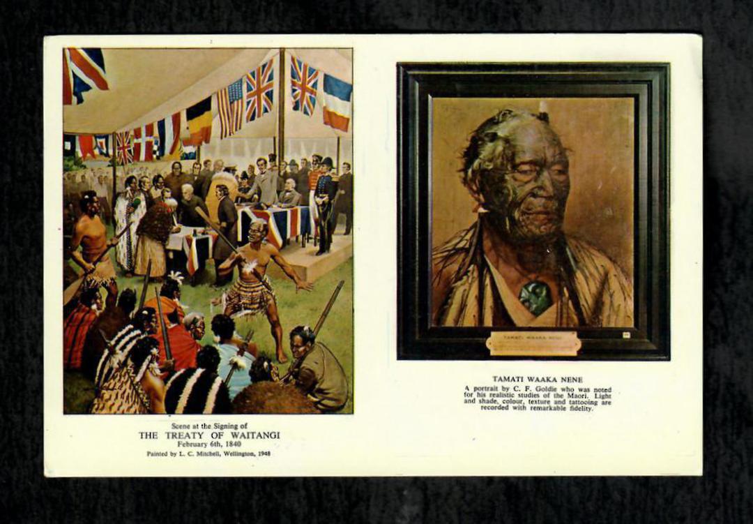 Modern Coloured Postcard by Gladys Goodall of the Treaty of Waitangi. - 444576 - Postcard image 0
