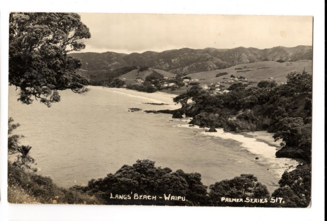 Real Photograph by T G Palmer & Son of Langs' Beach Waipu. - 44995 - Postcard image 0