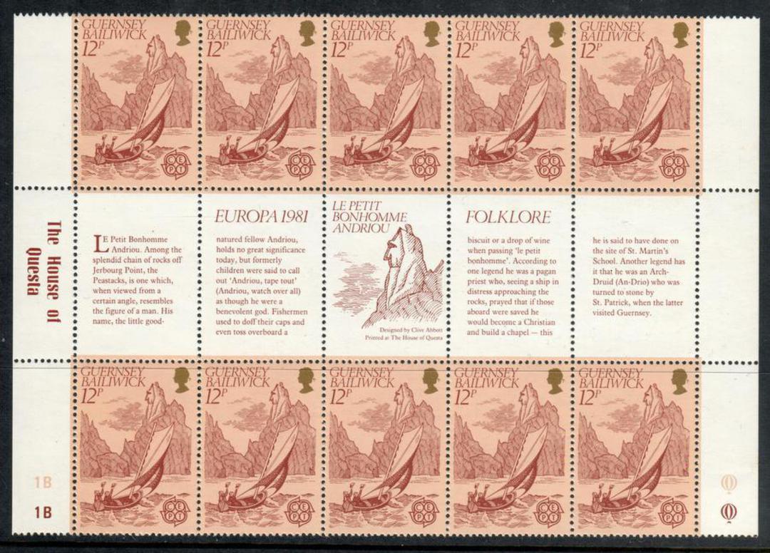 GUERNSEY 1981 Europa. Set of 2 in blocks of 10 being 5 gutter pairs each. The gutters have important information. - 50773 - UHM image 0