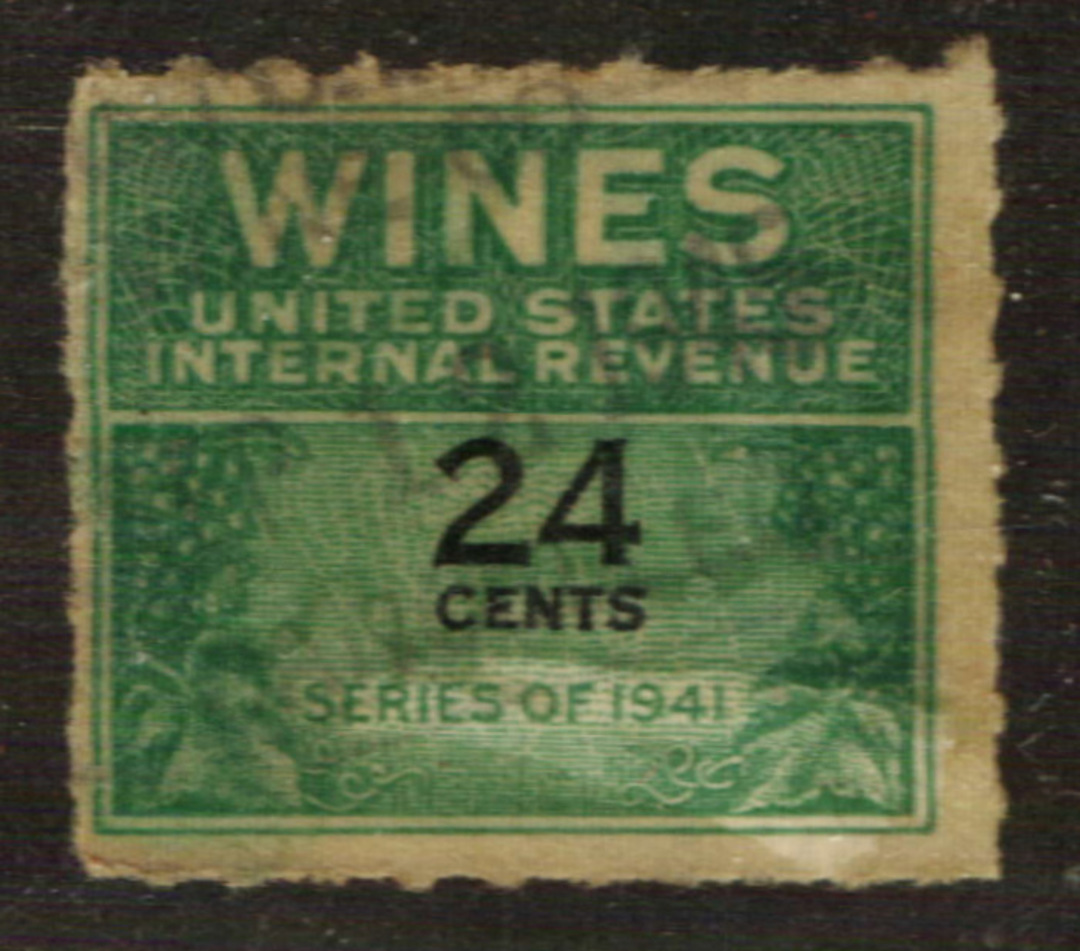 USA 1941 Internal Revenue Wines .24c Green and Black. - 76119 - Fiscal image 0