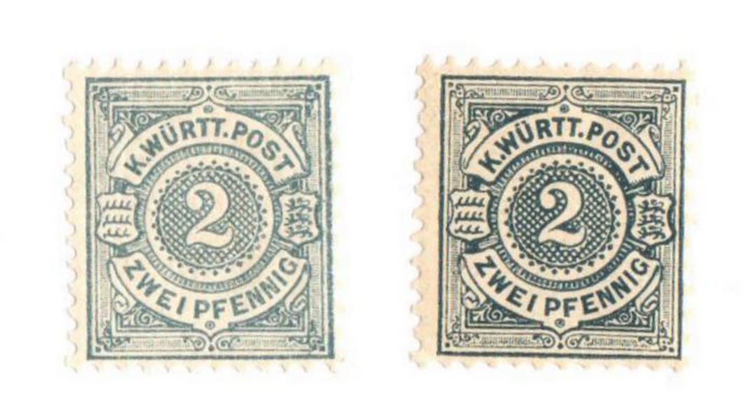 WURTTEMBERG 1875 Definitive 2pf Slate-Grey. Two distinct shades. - 75507 - UHM image 0